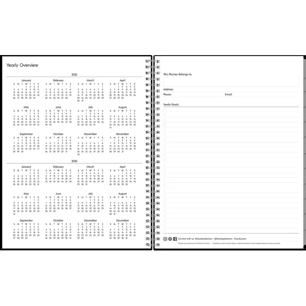 2025 Planners|Blue Sky 2025 Enterprise 8.5" x 11" Weekly & Monthly Appointment Book, Plastic Cover, Black (111289-25)