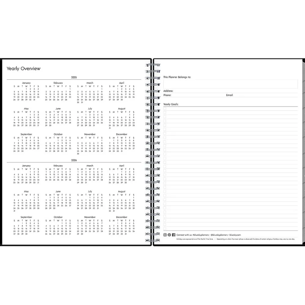 2025 Planners|Blue Sky 2025 Enterprise 8" x 10" Monthly Planner, Plastic Cover, Black (131794-25)