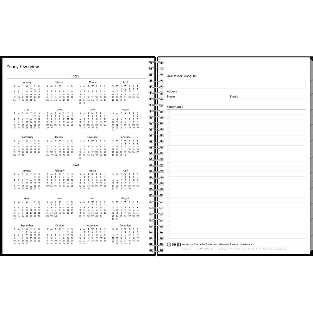 2025 Planners|Blue Sky 2025 Enterprise 8.5" x 11" Weekly & Monthly Planner, Plastic Cover, Black (111288-25)