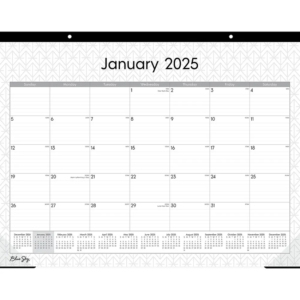 2025 Calendars|Blue Sky 2025 Enterprise 22" x 17" Monthly Desk Pad Calendar, White/Gray (111294-25)