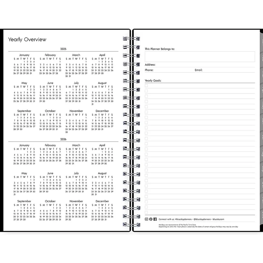 2025 Planners|Blue Sky 2025 Enterprise 5" x 8" Weekly & Monthly Planner, Plastic Cover, Black (111291-25)
