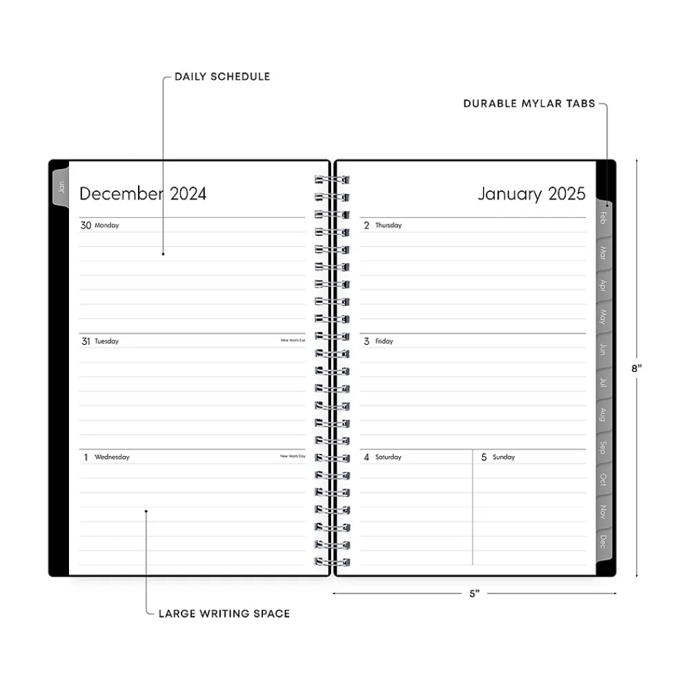 2025 Planners|Blue Sky 2025 Enterprise 5" x 8" Weekly & Monthly Planner, Plastic Cover, Black (111291-25)