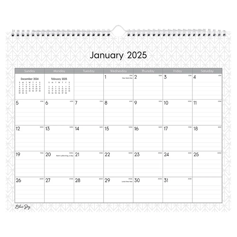 2025 Calendars|Blue Sky 2025 Enterprise 15" x 12" Monthly Wall Calendar, White/Gray (111292-25)