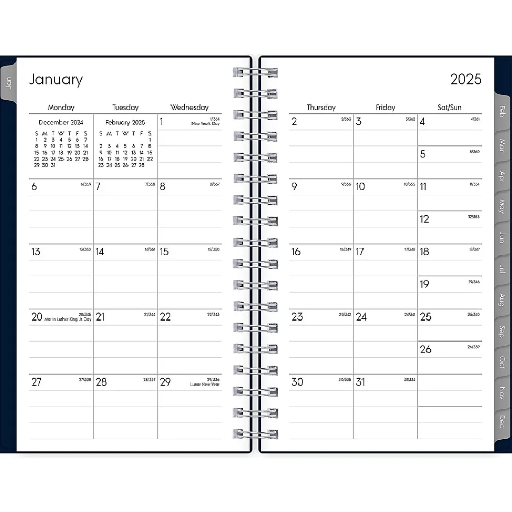 2025 Planners|Blue Sky 2025 Enterprise 3.63" x 6.13" Weekly & Monthly Planner, Plastic Cover, Navy (147976)