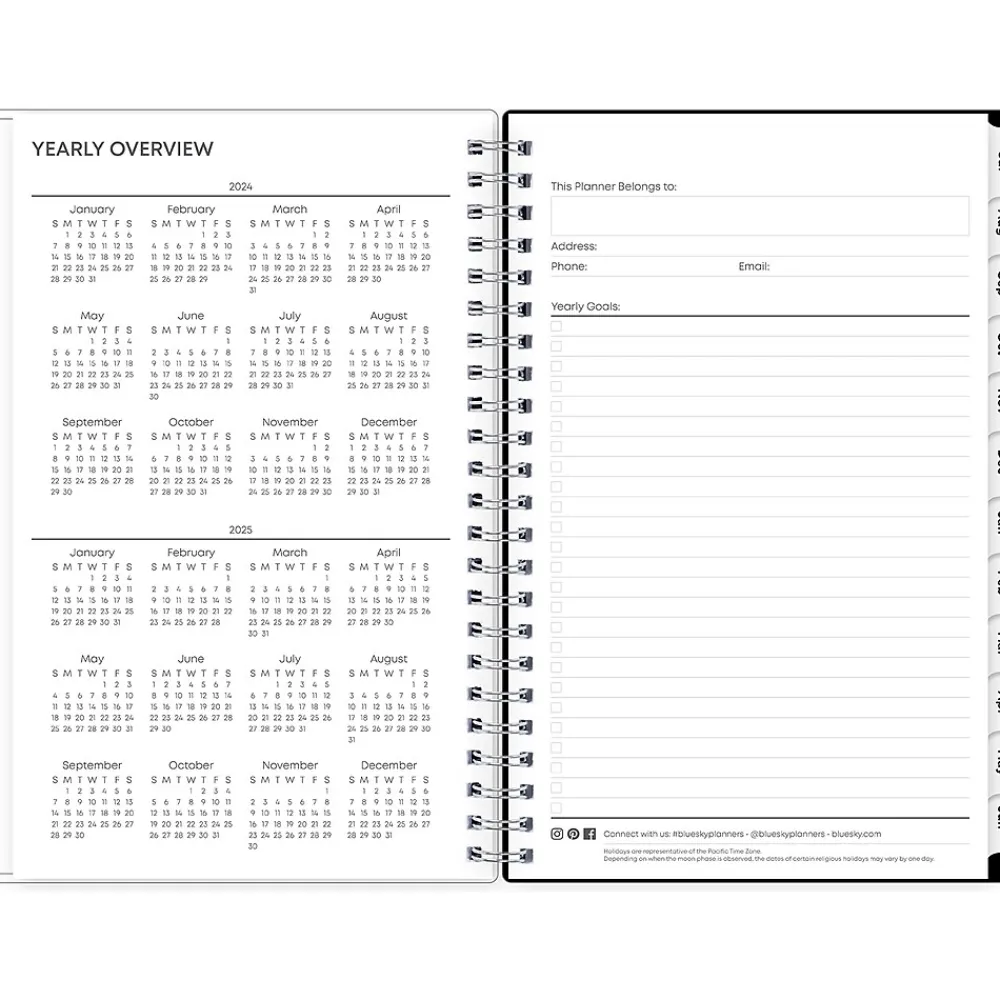 Academic Planners|Blue Sky 2024-2025 Fabiana 5" x 8" Academic Weekly & Monthly Planner, Black/White (149813)
