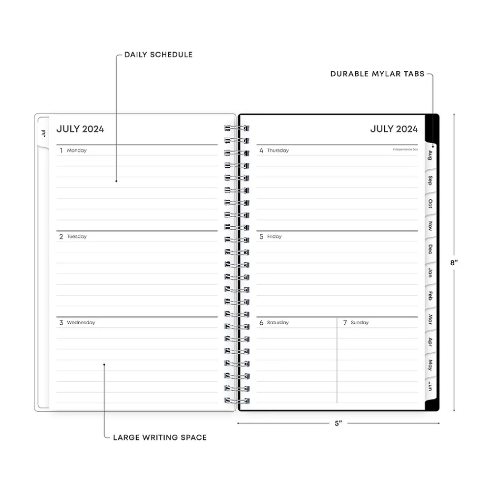 Academic Planners|Blue Sky 2024-2025 Fabiana 5" x 8" Academic Weekly & Monthly Planner, Black/White (149813)