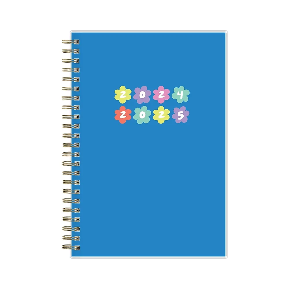 Academic Planners|Blue Sky 2024-2025 Flower Date 5" x 8" Academic Weekly & Monthly Planner, Plastic Cover, Multicolor (147715)