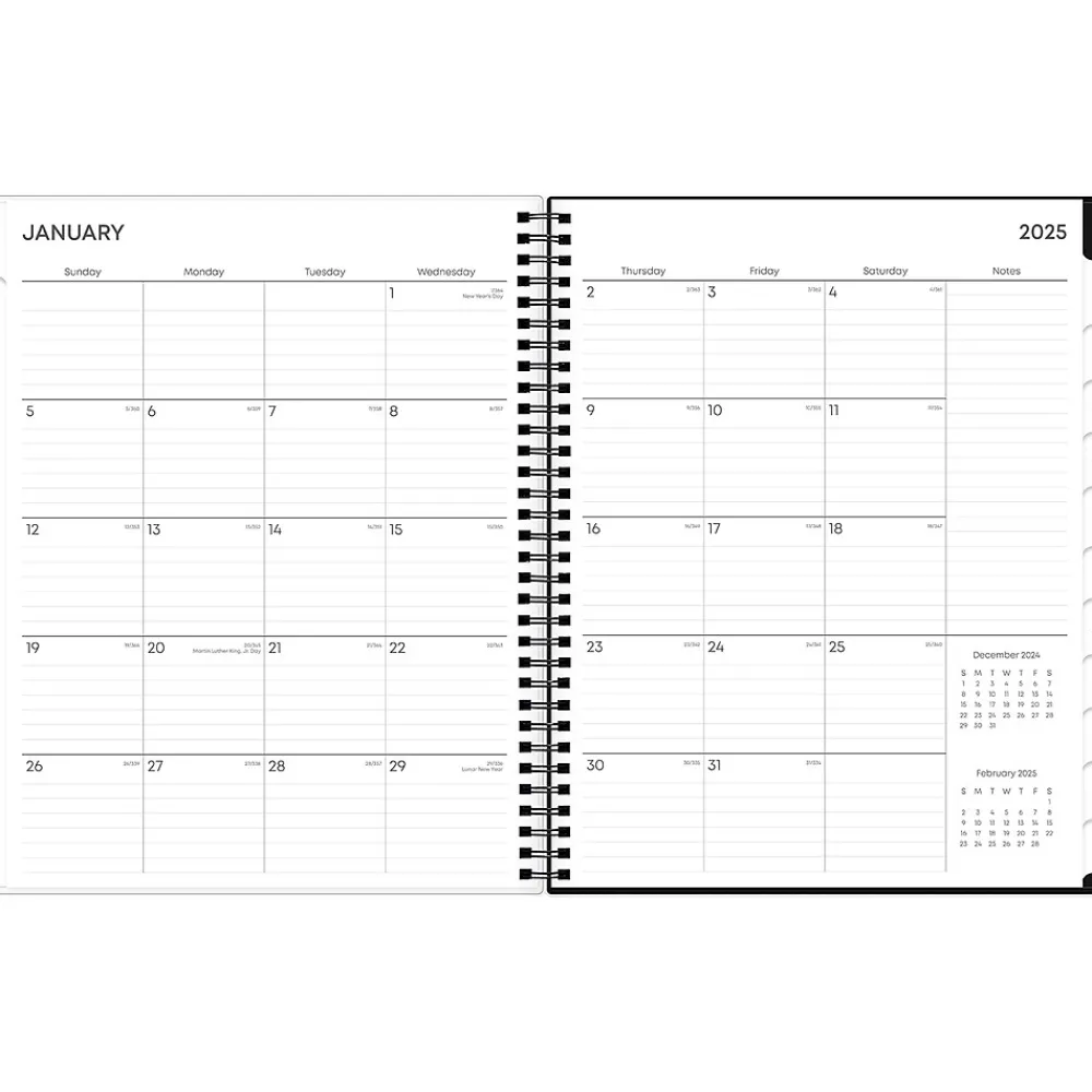 2025 Planners|Blue Sky 2025 Fran 8.5" x 11" Weekly & Monthly Planner, Plastic Cover, Black/Brown (150542)