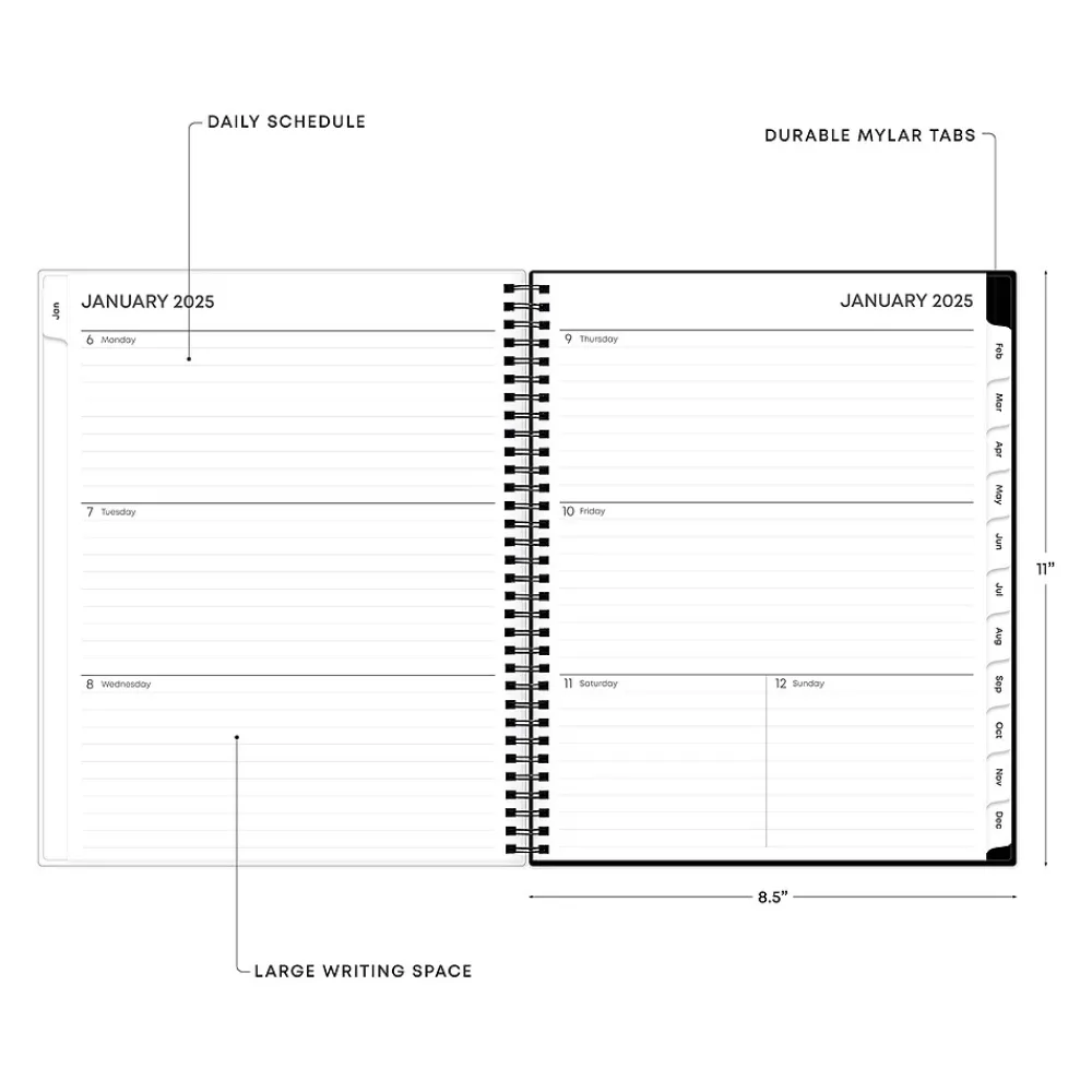 2025 Planners|Blue Sky 2025 Fran 8.5" x 11" Weekly & Monthly Planner, Plastic Cover, Black/Brown (150542)