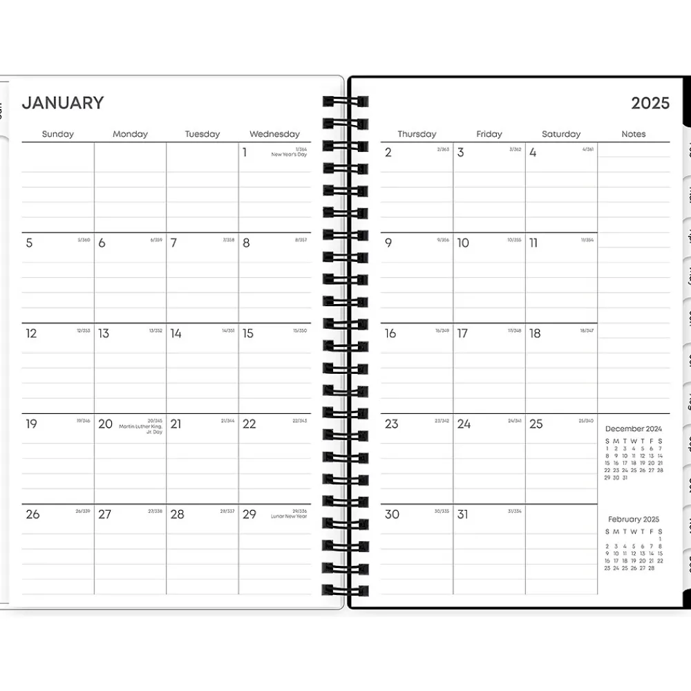 2025 Planners|Blue Sky 2025 Fran 5" x 8" Weekly & Monthly Planner, Plastic Cover, Black/Brown (150541)