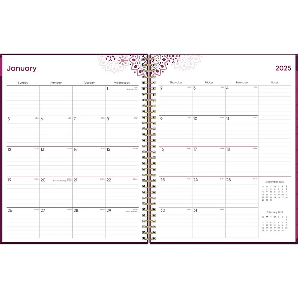2025 Planners|Blue Sky 2025 Gili 8.5" x 11" Weekly & Monthly Planner, Plastic Cover, Burgundy/Beige (117889-25)