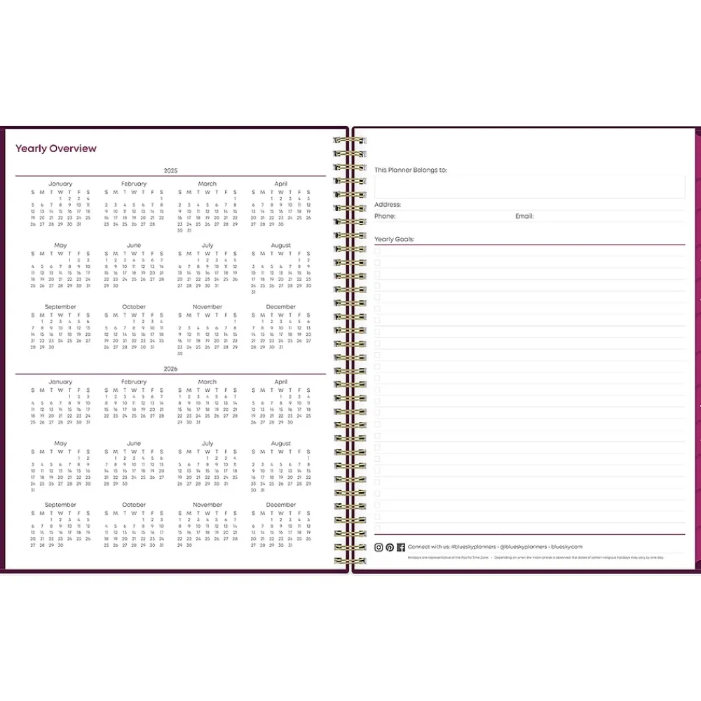 2025 Planners|Blue Sky 2025 Gili 8.5" x 11" Weekly & Monthly Planner, Plastic Cover, Burgundy/Beige (117889-25)