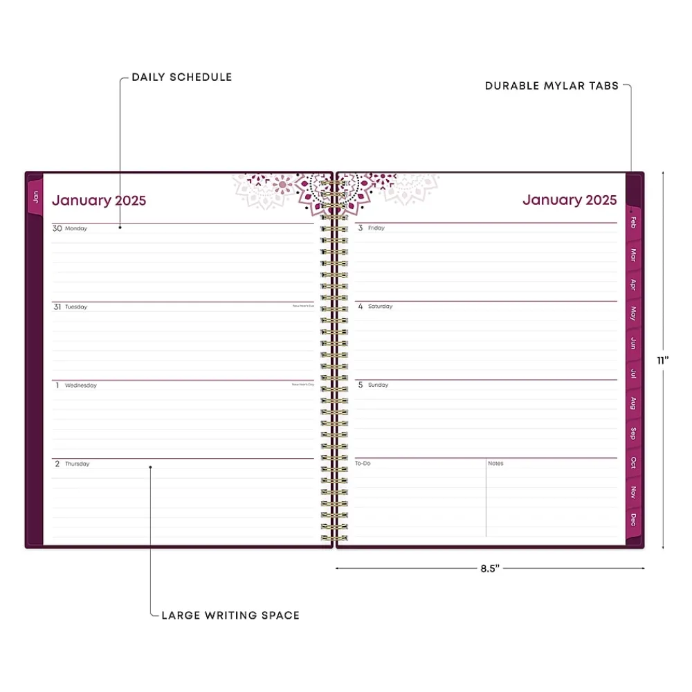 2025 Planners|Blue Sky 2025 Gili 8.5" x 11" Weekly & Monthly Planner, Plastic Cover, Burgundy/Beige (117889-25)