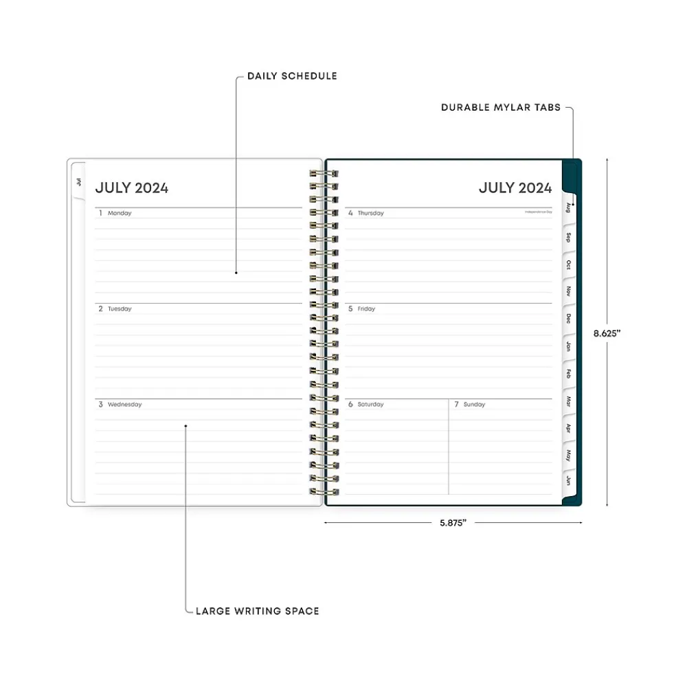 Academic Planners|Blue Sky 2024-2025 Greta 5.88" x 8.63" Academic Weekly & Monthly Planner, Plastic Cover, Multicolor (136482-A25)