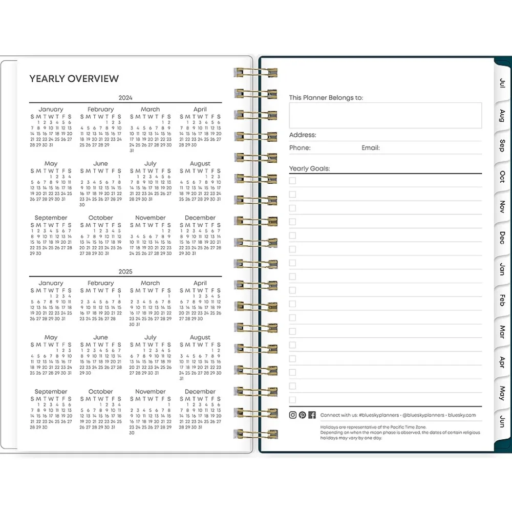 Academic Planners|Blue Sky 2024-2025 Greta 3.63" x 6.13" Academic Weekly & Monthly Planner, Plastic Cover, Multicolor (146841)