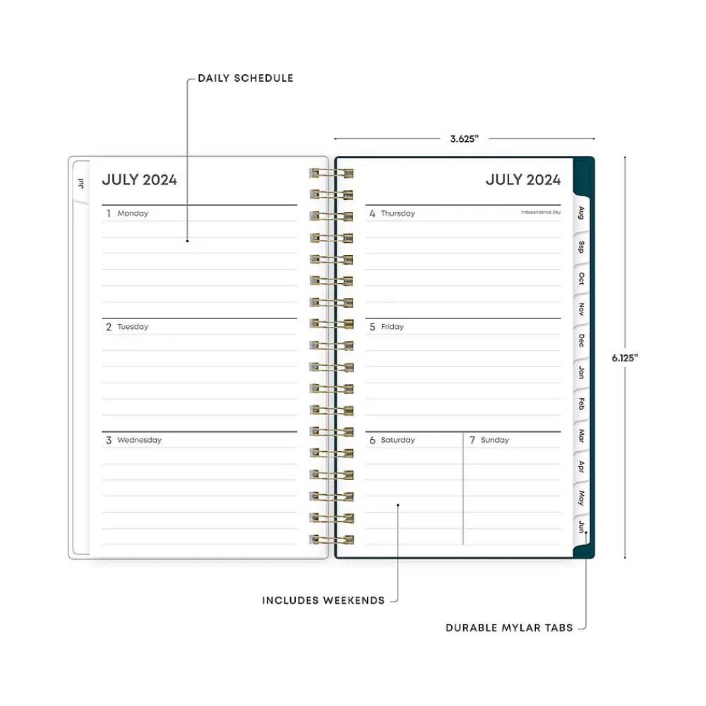 Academic Planners|Blue Sky 2024-2025 Greta 3.63" x 6.13" Academic Weekly & Monthly Planner, Plastic Cover, Multicolor (146841)