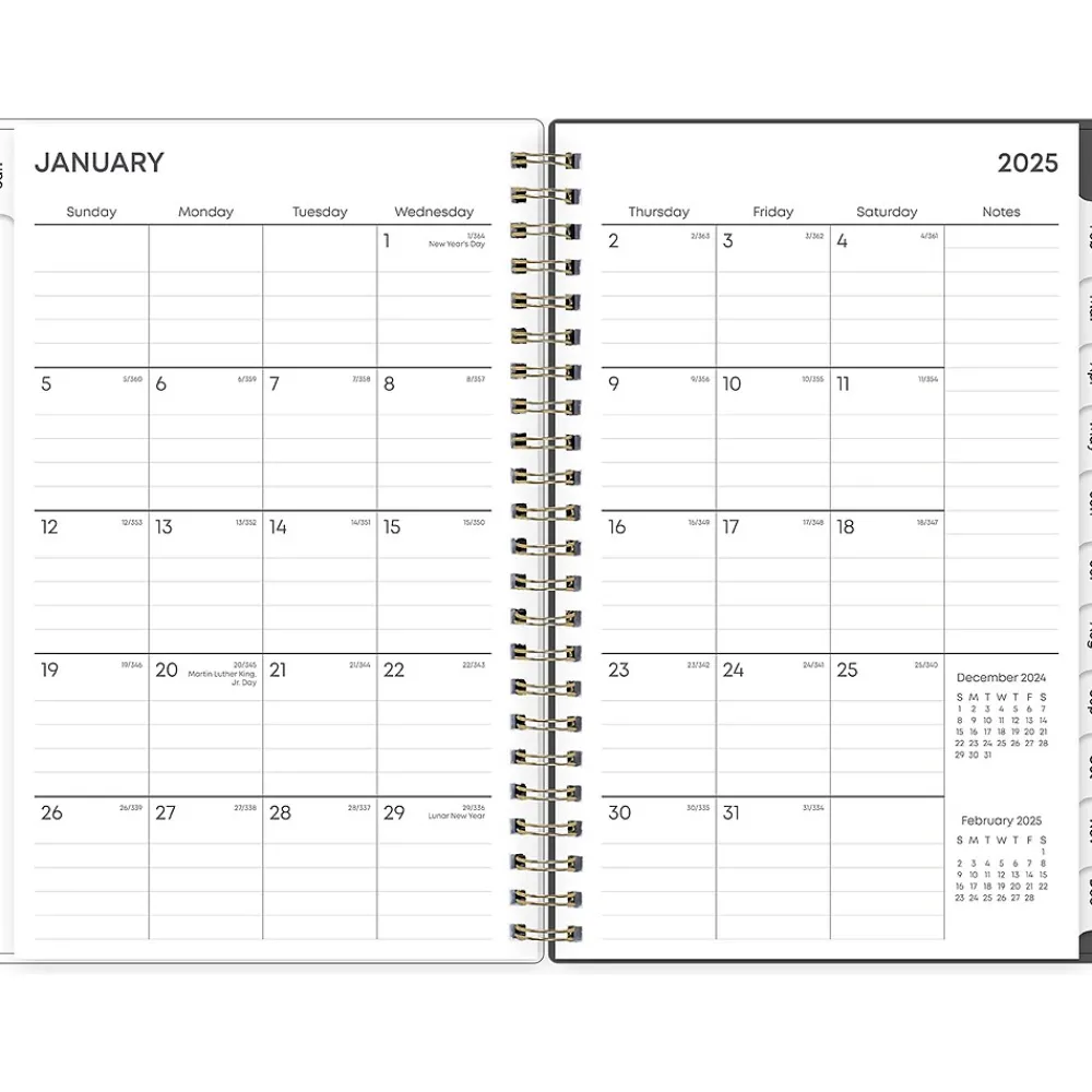 2025 Planners|Blue Sky 2025 Hadley 5" x 8" Weekly & Monthly Planner, Plastic Cover, Gray/White (150782)