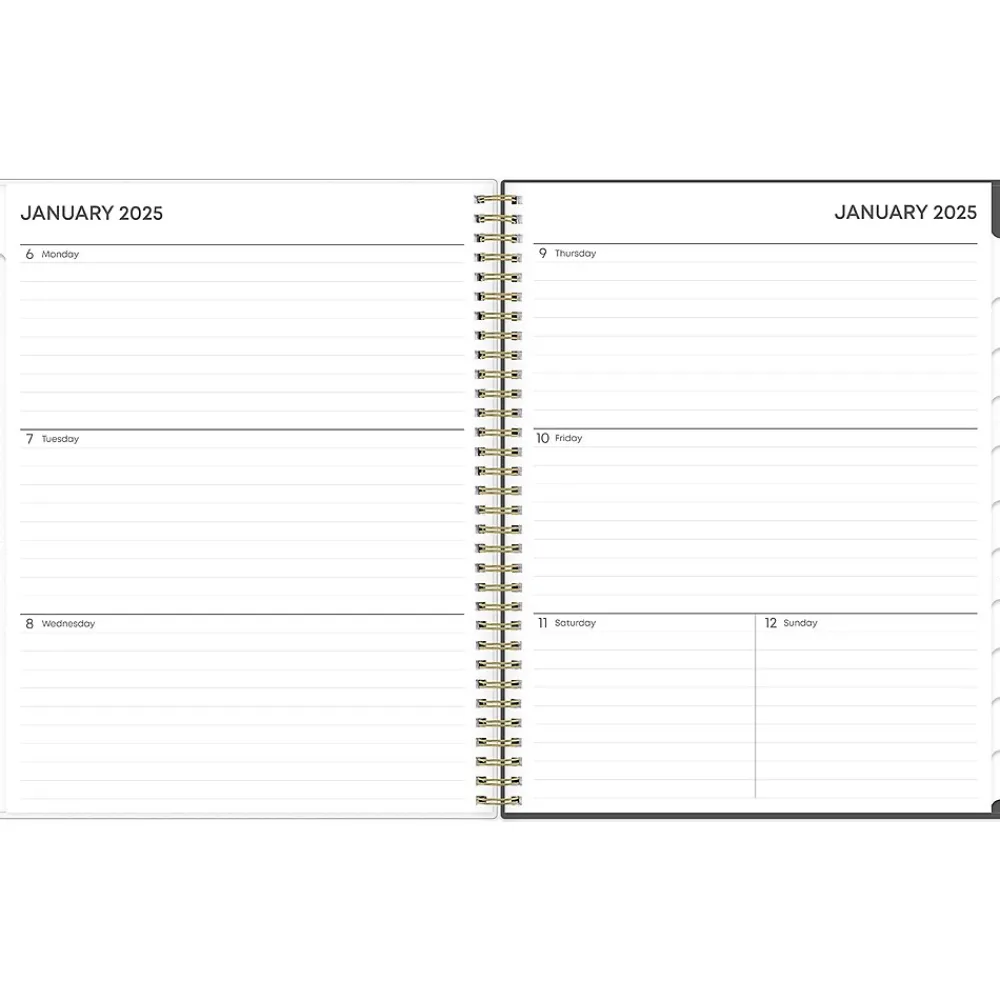2025 Planners|Blue Sky 2025 Hadley 8.5" x 11" Weekly & Monthly Planner, Plastic Cover, Gray/White (150781)
