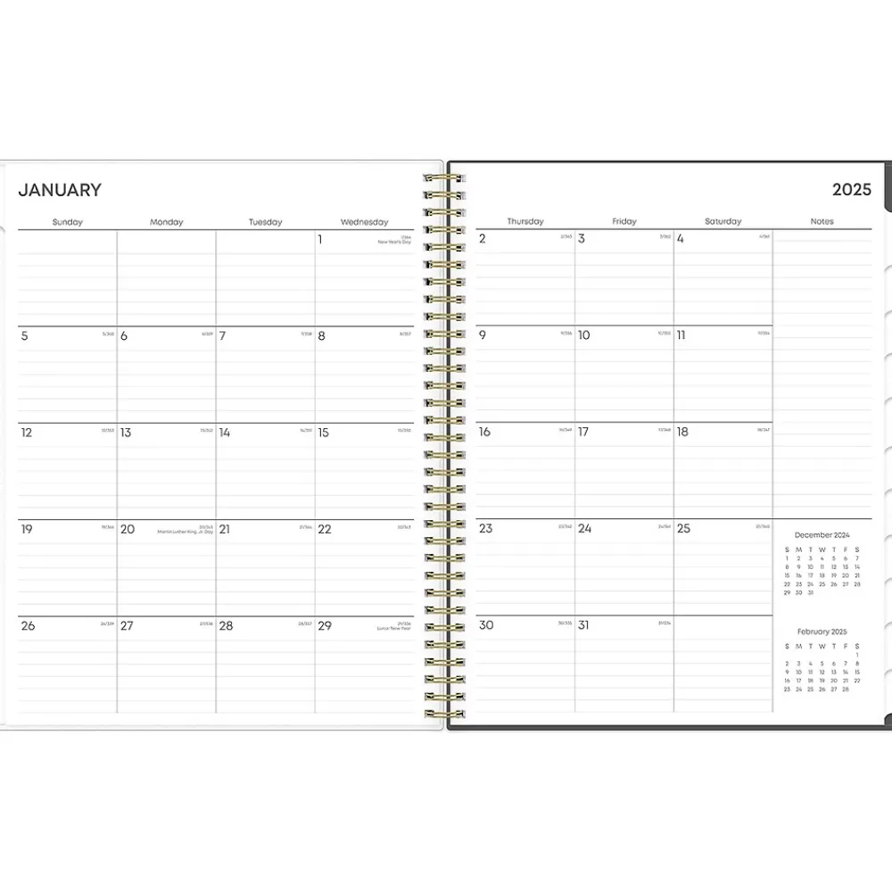 2025 Planners|Blue Sky 2025 Hadley 8.5" x 11" Weekly & Monthly Planner, Plastic Cover, Gray/White (150781)