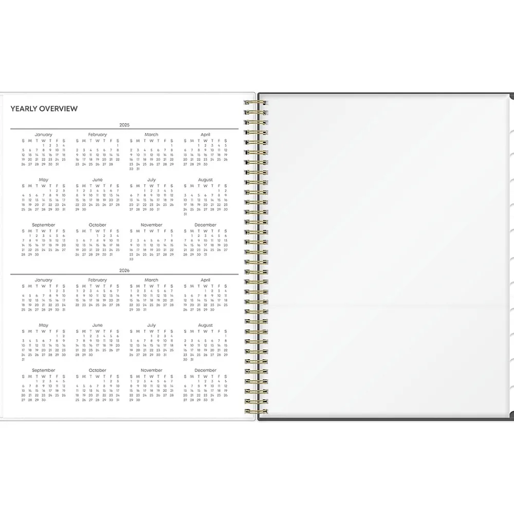 2025 Planners|Blue Sky 2025 Hadley 8.5" x 11" Weekly & Monthly Planner, Plastic Cover, Gray/White (150781)