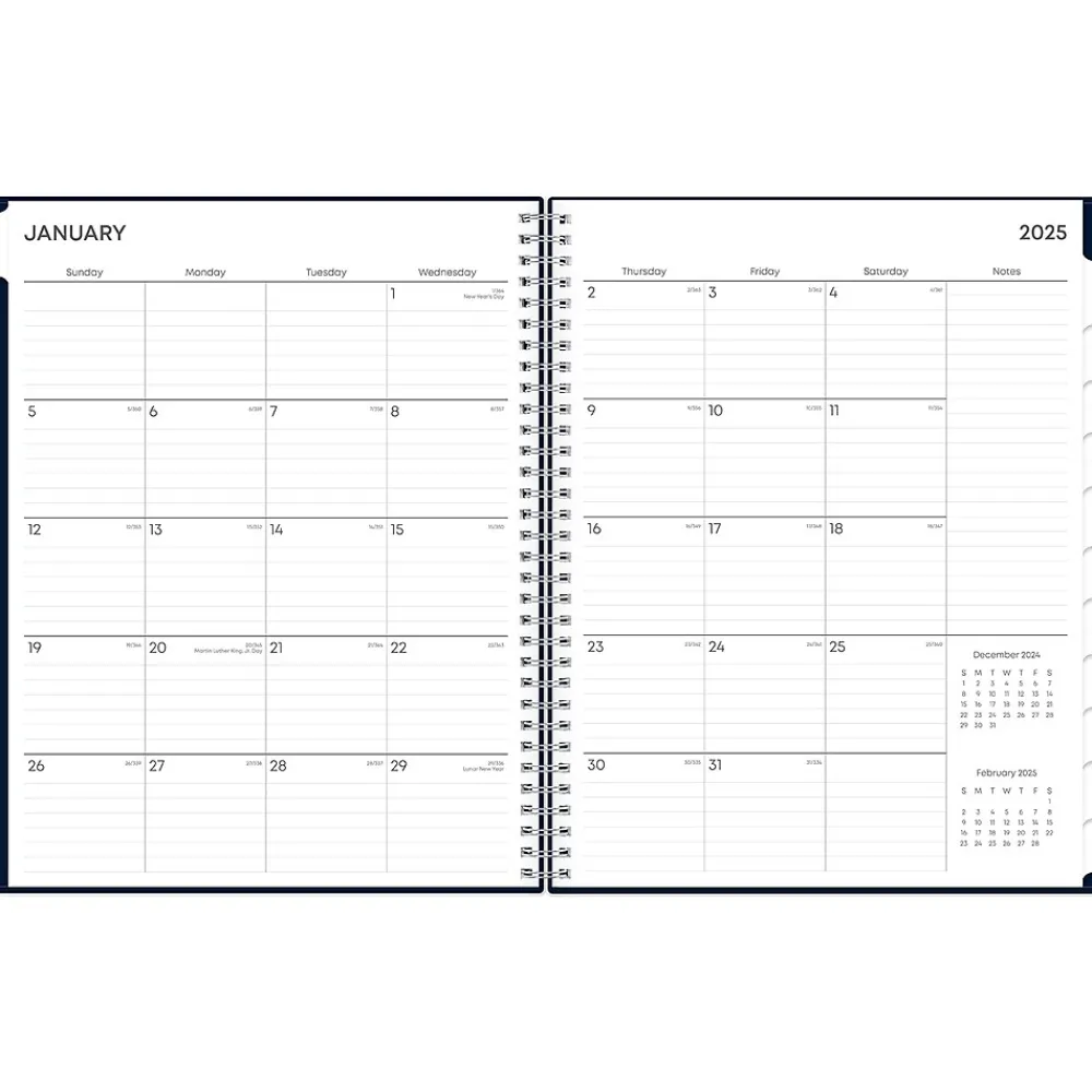 2025 Planners|Blue Sky 2025 Harbour 8.5" x 11" Weekly & Monthly Planner, Plastic Cover, Navy (148240)