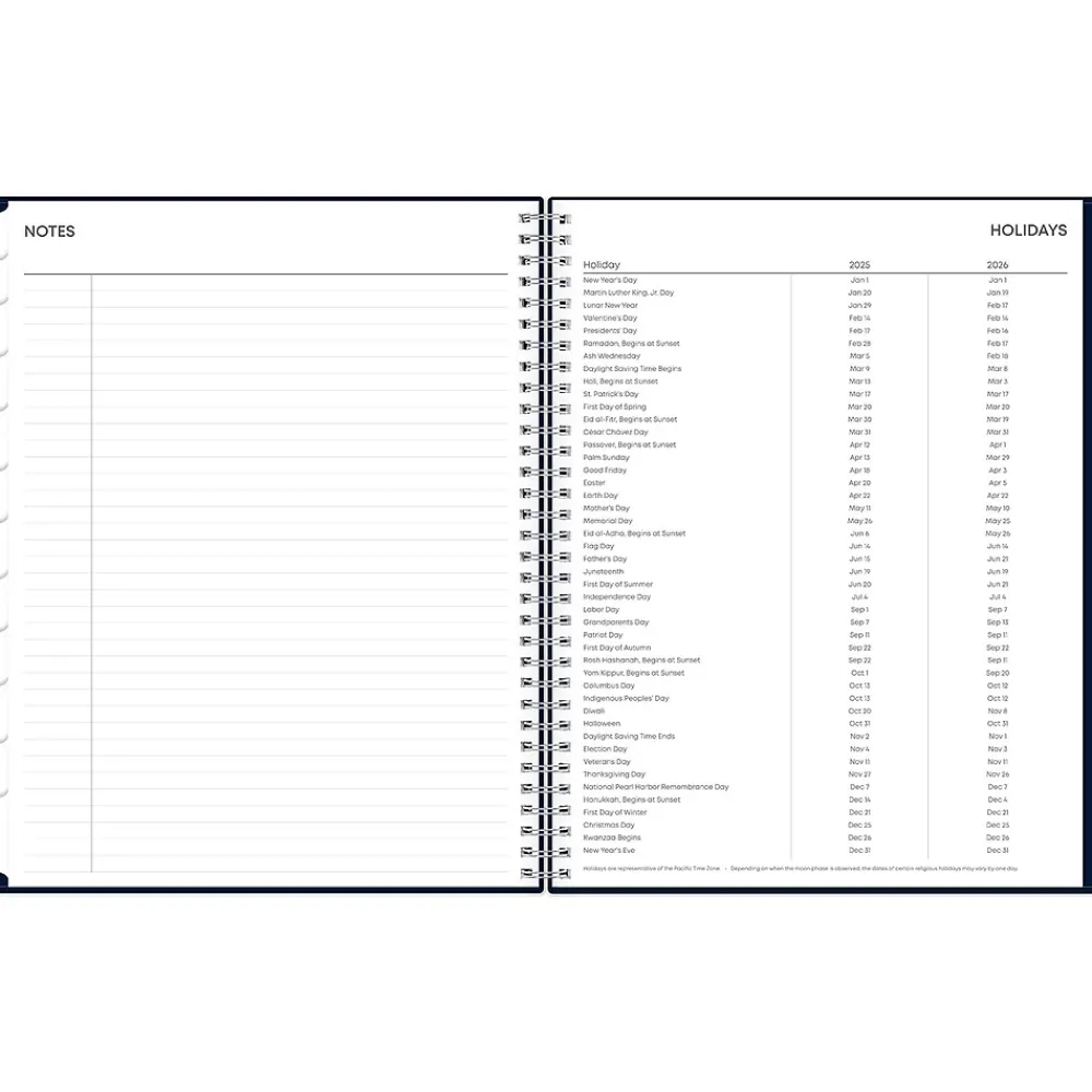 2025 Planners|Blue Sky 2025 Harbour 8.5" x 11" Weekly & Monthly Planner, Plastic Cover, Navy (148240)