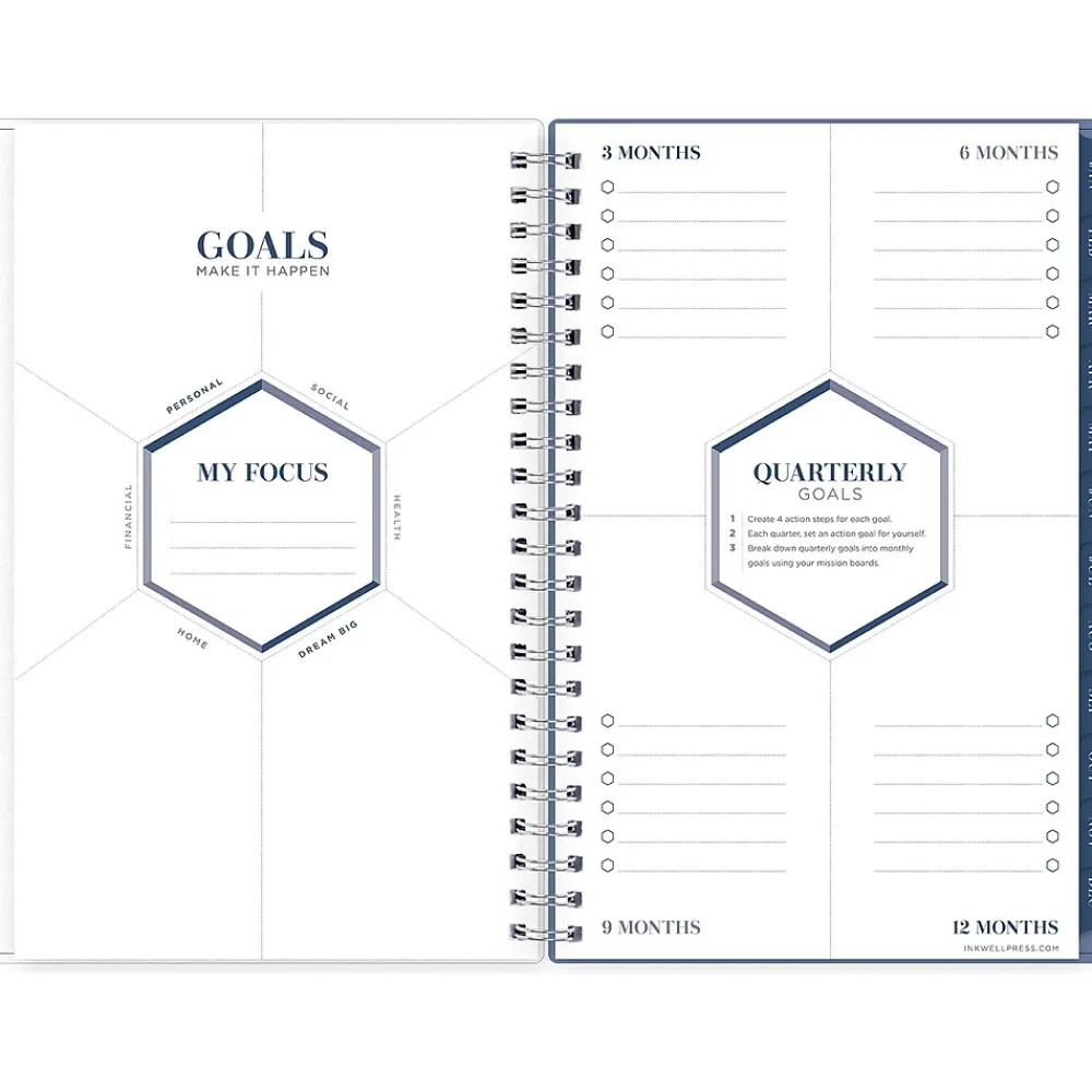 2025 Planners|Blue Sky 2025 inkWELL Press Chevy Fog 5" x 8" Weekly & Monthly Planner, Plastic Cover, Gray/White (152186)