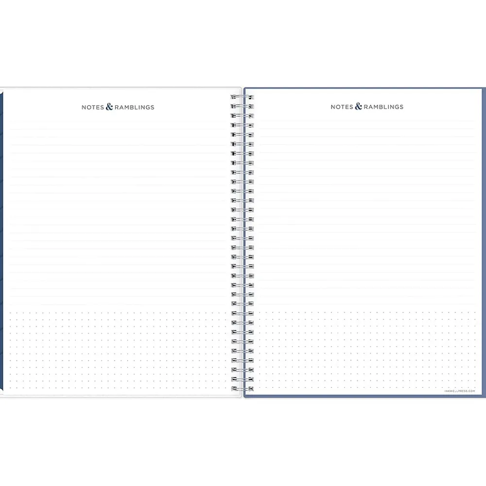 2025 Planners|Blue Sky 2025 inkWELL Press Twilight Blooms 8.5" x 11" Weekly & Monthly Planner, Plastic Cover, Blue/Yellow (152447)