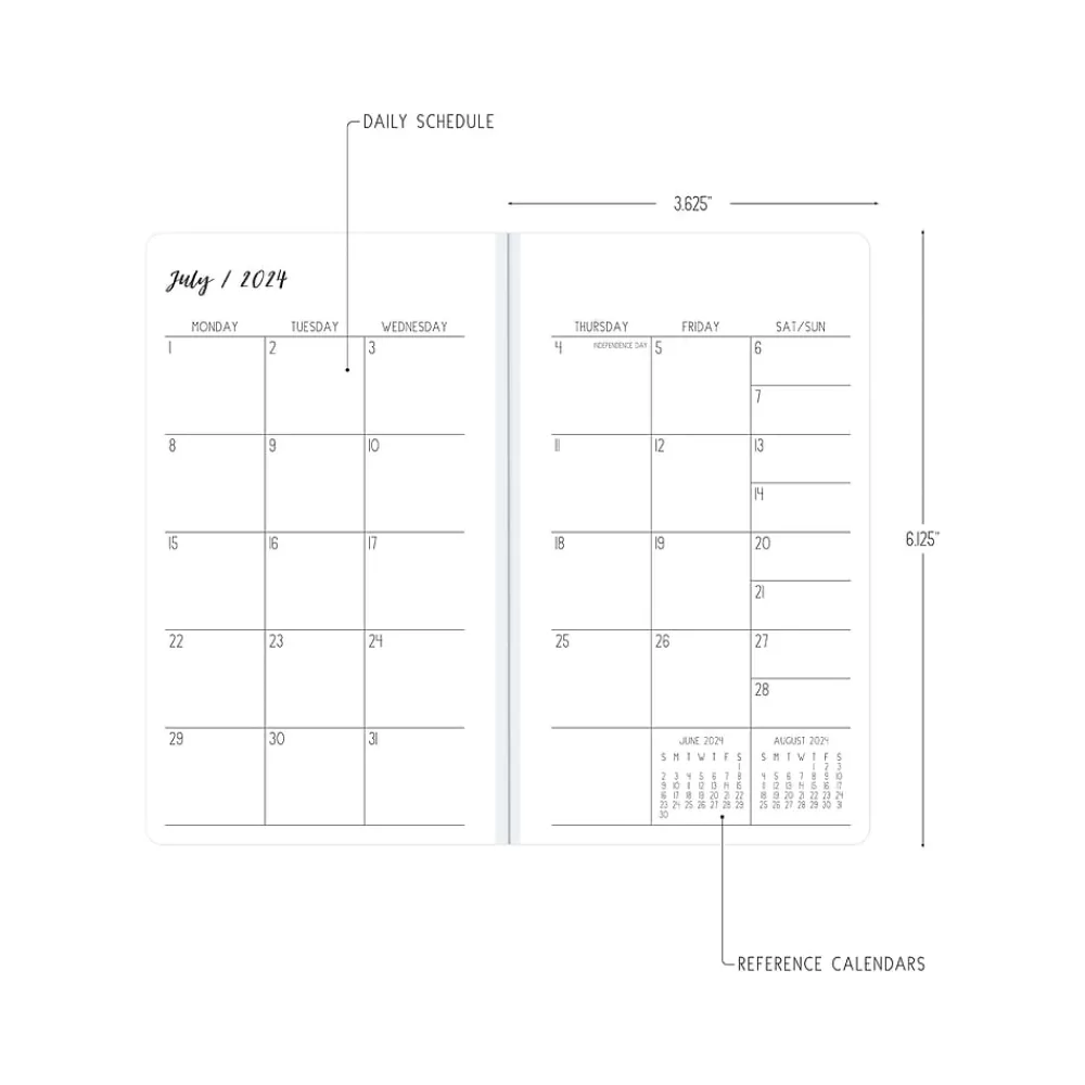 Academic Planners|Blue Sky 2024-2026 Ivory Paper Co Daviana 3.63" x 6.13" Academic Monthly Planner, Cream/Blue (146890)