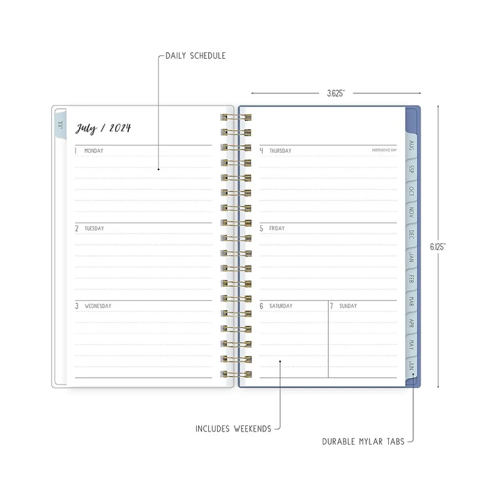 Academic Planners|Blue Sky 2024-2026 Ivory Paper Co Julieanne 3.63" x 6.13" Academic Weekly & Monthly Planner, Plastic Cover, Multicolor