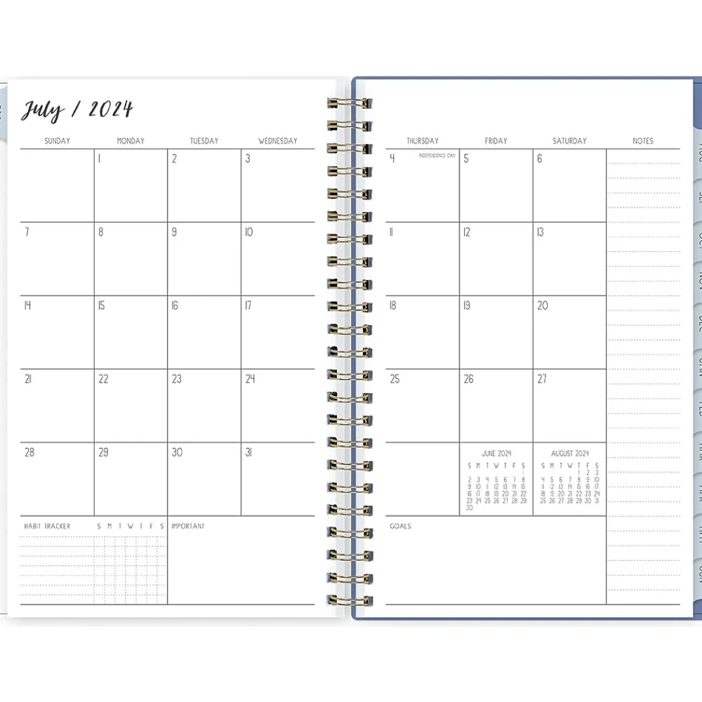 Academic Planners|Blue Sky 2024-2025 Ivory Paper Co Julieanne 5" x 8" Academic Weekly & Monthly Planner, Plastic Cover, Multicolor (146888)
