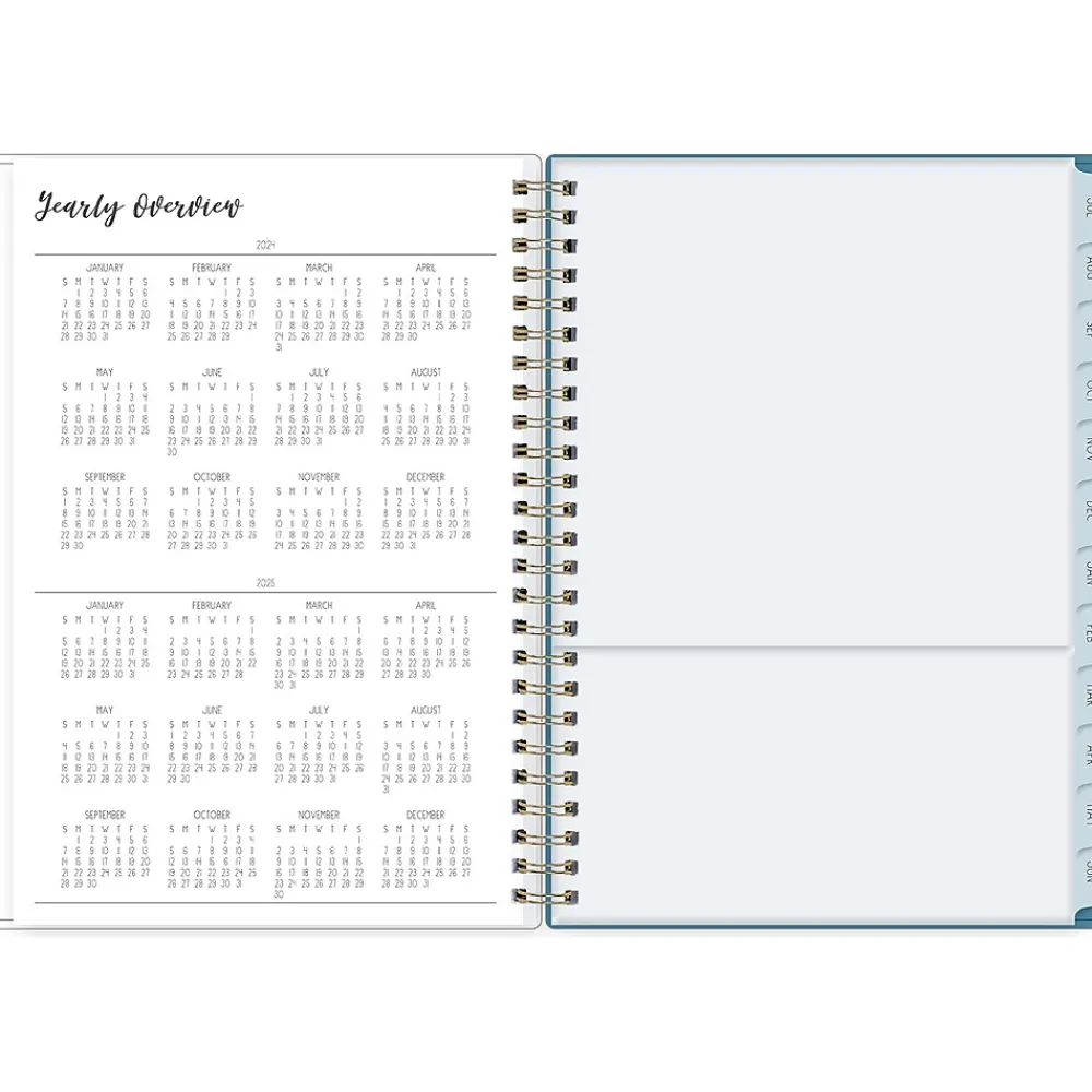 Academic Planners|Blue Sky 2024-2025 Ivory Paper Co Davina 5.87" x 8.6" Academic Weekly & Monthly Planner, Plastic Cover, Cream/Blue (146882)