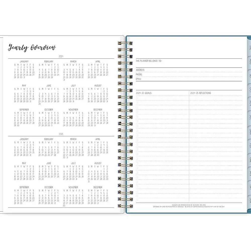 Academic Planners|Blue Sky 2024-2025 Ivory Paper Co Davina 5.87" x 8.6" Academic Weekly & Monthly Planner, Plastic Cover, Cream/Blue (146882)