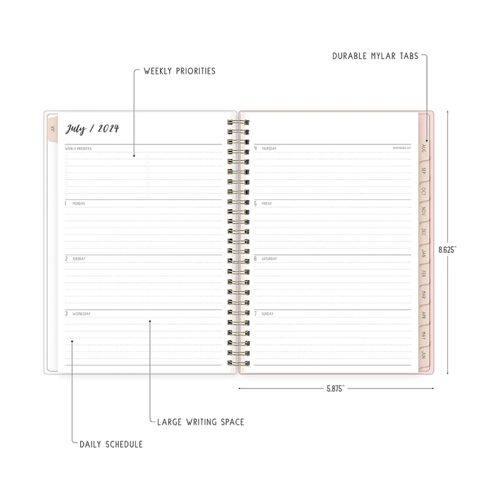 Academic Planners|Blue Sky 2024-2025 Ivory Paper Co Sammi 5.88" x 8.63" Academic Weekly & Monthly Planner, Plastic Cover, Multicolor (146884)