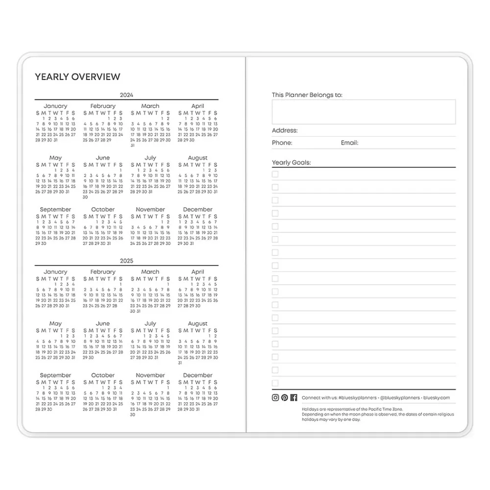 Academic Planners|Blue Sky 2024-2026 Jett 3.63" x 6.13" Academic Monthly Planner, Plastic Cover, Blue/Green (146859)