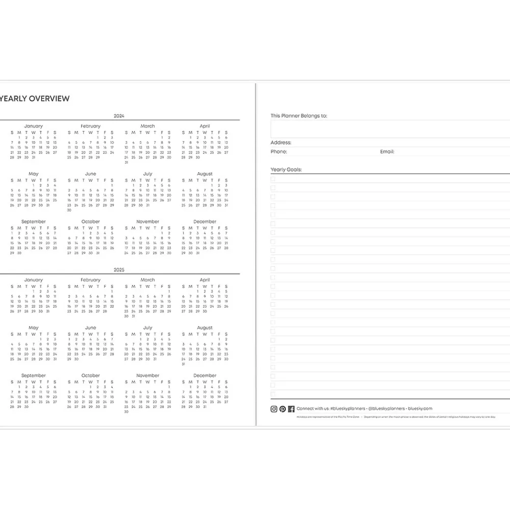 Academic Planners|Blue Sky 2024-2025 Jett 8.5" x 11" Academic Monthly Planner, Plastic Cover, Blue/Green (146858)