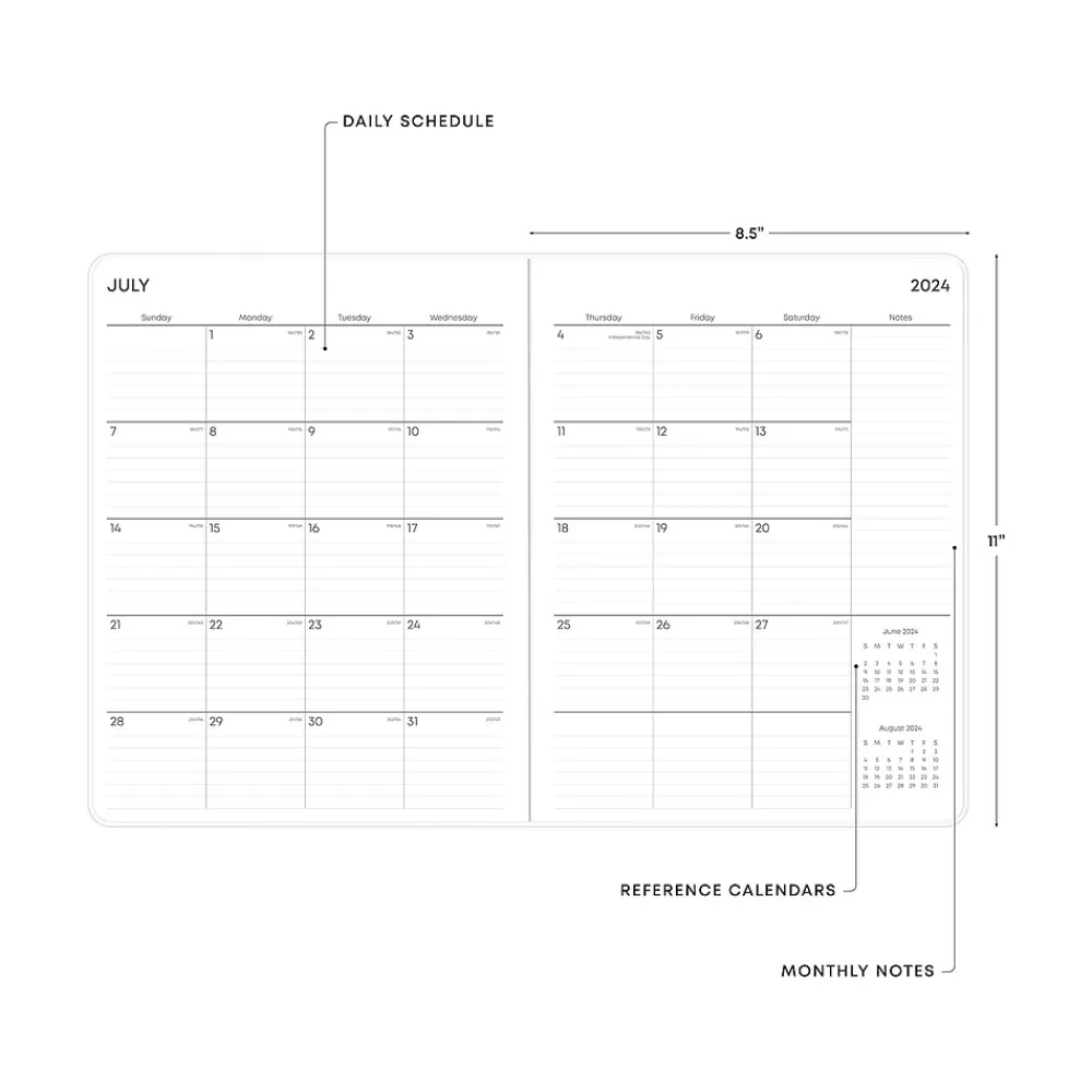 Academic Planners|Blue Sky 2024-2025 Jett 8.5" x 11" Academic Monthly Planner, Plastic Cover, Blue/Green (146858)