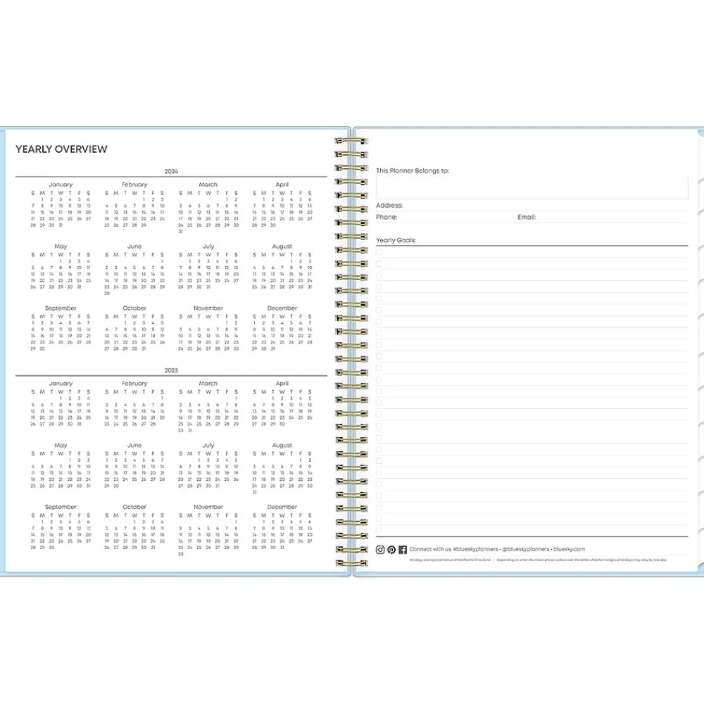 Academic Planners|Blue Sky 2024-2025 Jordy Blue 8.5" x 11" Academic Weekly & Monthly Planner, Plastic Cover (149814)