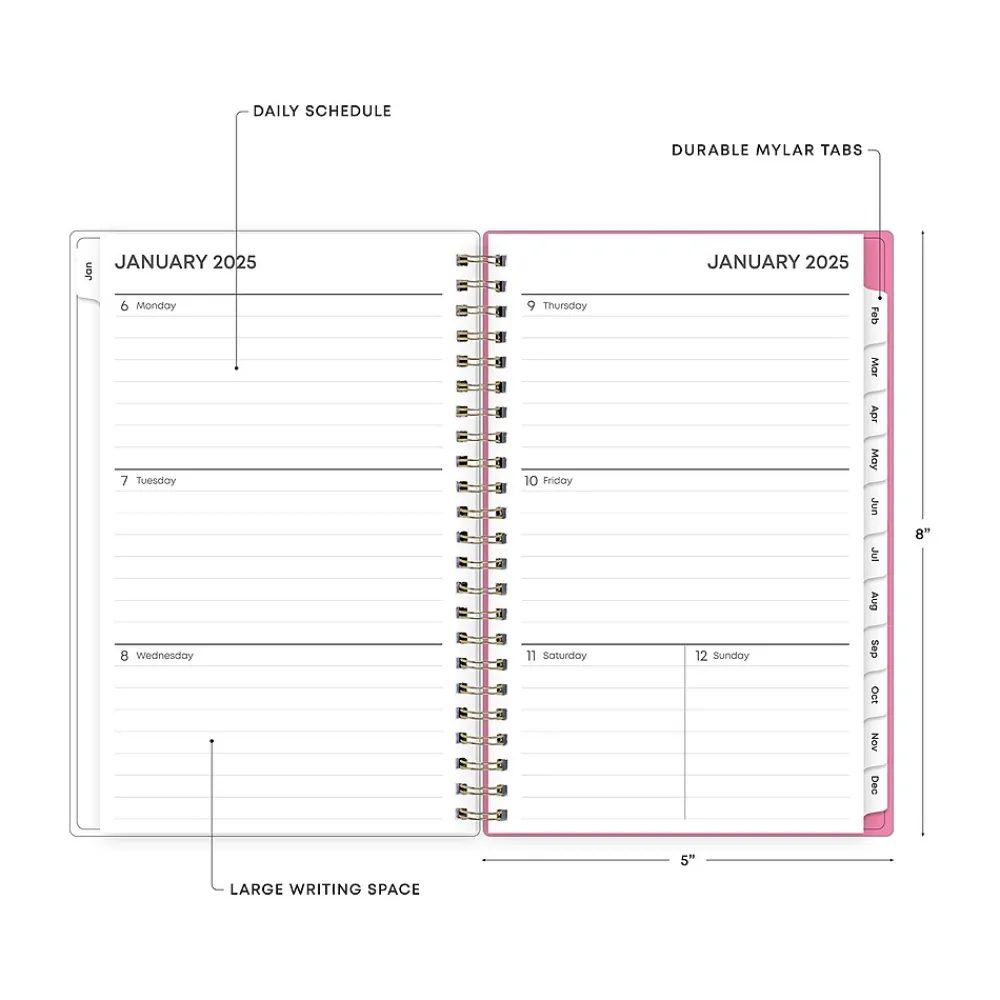 2025 Planners|Blue Sky 2025 Juno Pink 5" x 8" Weekly & Monthly Planner, Plastic Cover, Multicolor (152265)