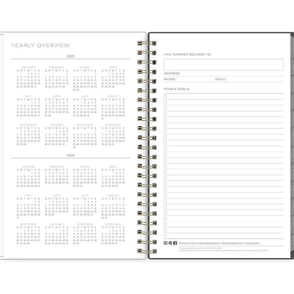 2025 Planners|Blue Sky 2025 Kelly Ventura Midnight Garden 5" x 8" Weekly & Monthly Planner, Plastic Cover, Multicolor (140946-25)