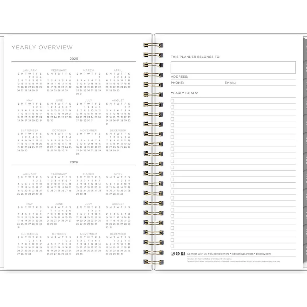 2025 Planners|Blue Sky 2025 Kelly Ventura Mimosa 5" x 8" Weekly & Monthly Planner, Plastic Cover, Yellow/White (149061-25)