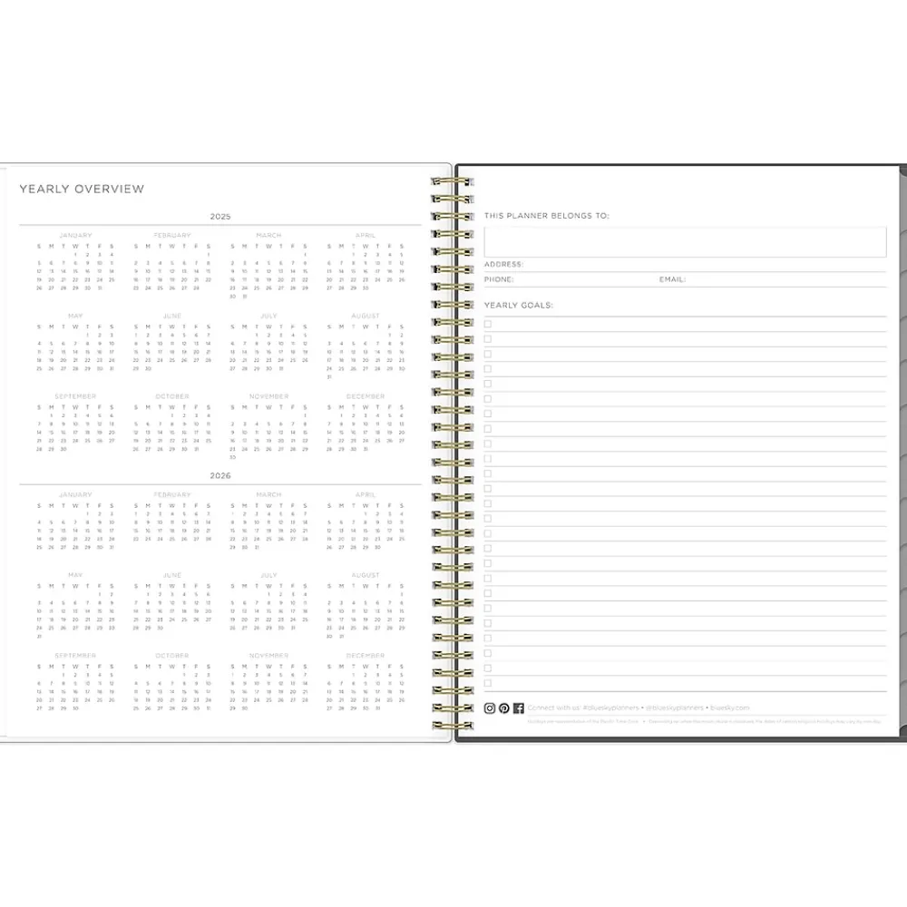 2025 Planners|Blue Sky 2025 Kelly Ventura Midnight Garden 8.5" x 11" Weekly & Monthly Planner, Plastic Cover, Multicolor (140944-25)