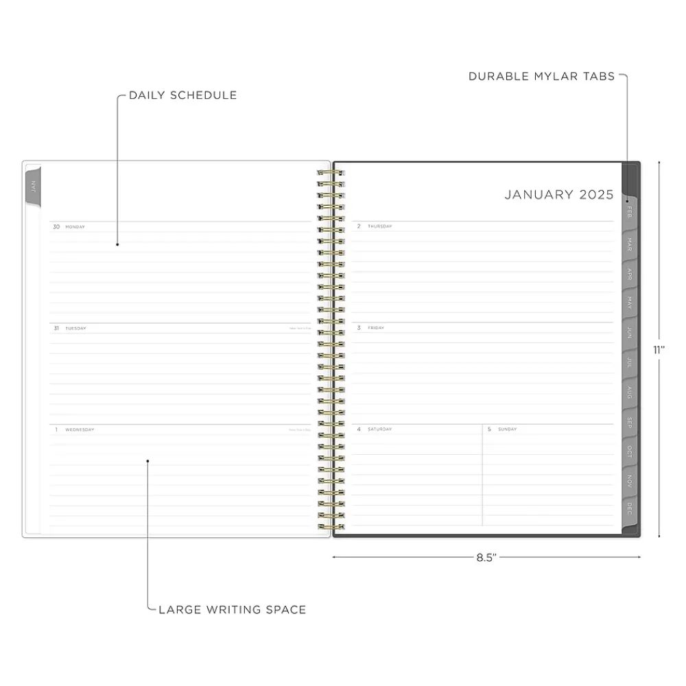 2025 Planners|Blue Sky 2025 Kelly Ventura Midnight Garden 8.5" x 11" Weekly & Monthly Planner, Plastic Cover, Multicolor (140944-25)