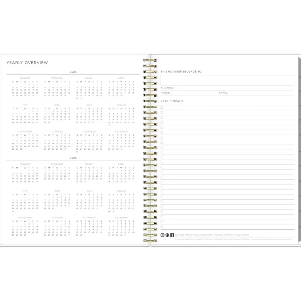 2025 Planners|Blue Sky 2025 Kelly Ventura Mimosa 8.5" x 11" Weekly & Monthly Planner, Plastic Cover, Yellow/White (149059-25)