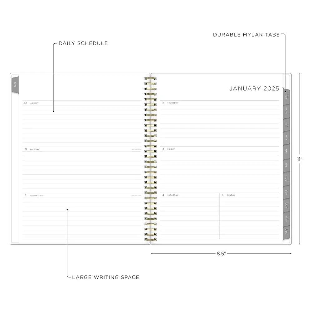 2025 Planners|Blue Sky 2025 Kelly Ventura Mimosa 8.5" x 11" Weekly & Monthly Planner, Plastic Cover, Yellow/White (149059-25)