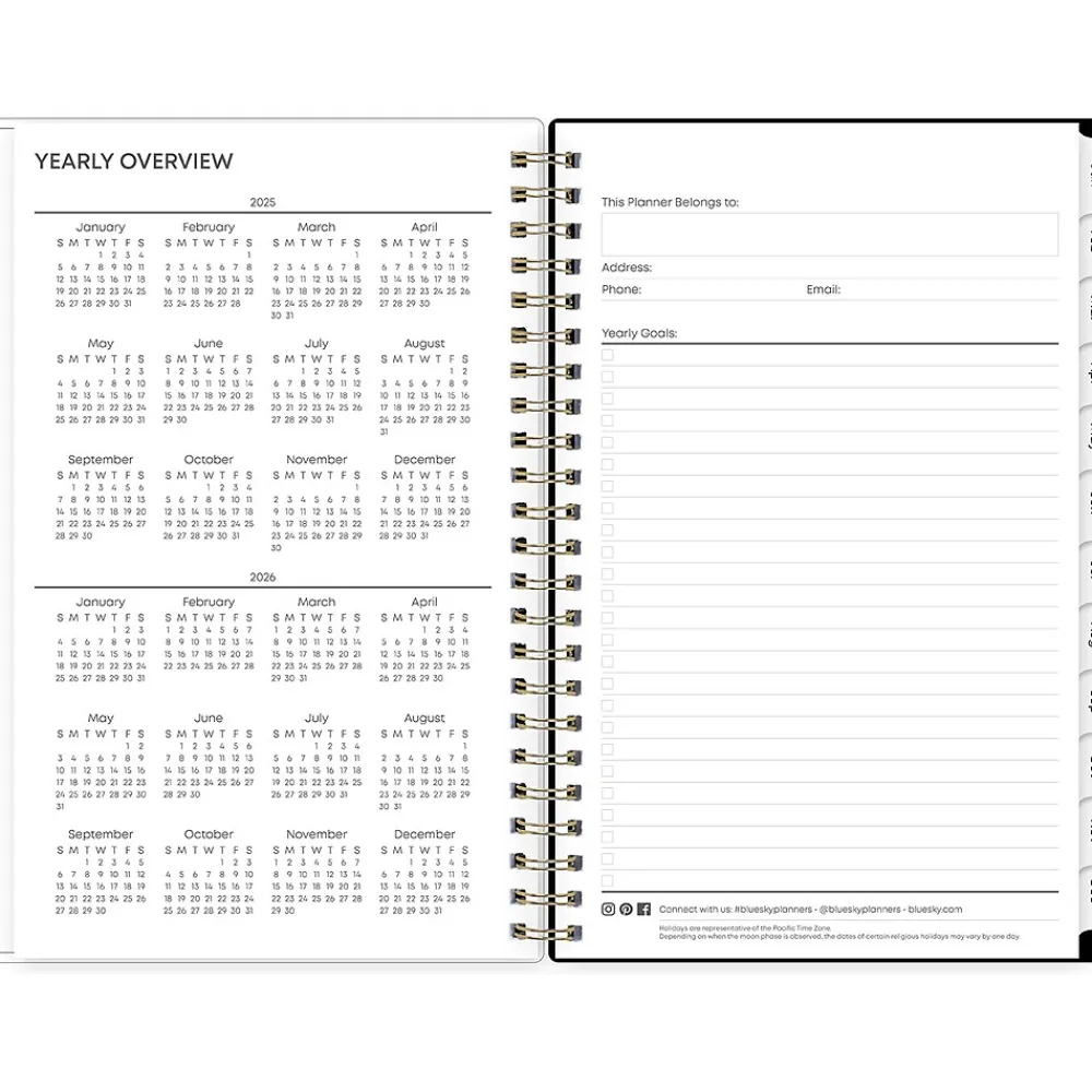 2025 Planners|Blue Sky 2025 Laina Dark 5" x 8" Weekly & Monthly Planner, Plastic Cover, Green/Black (148233)
