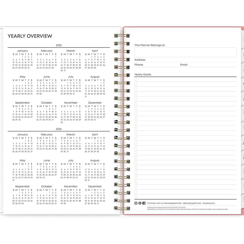 2025 Planners|Blue Sky 2025 Lanissa 5" x 8" Weekly & Monthly Planner, Plastic Cover, Multicolor (152256)