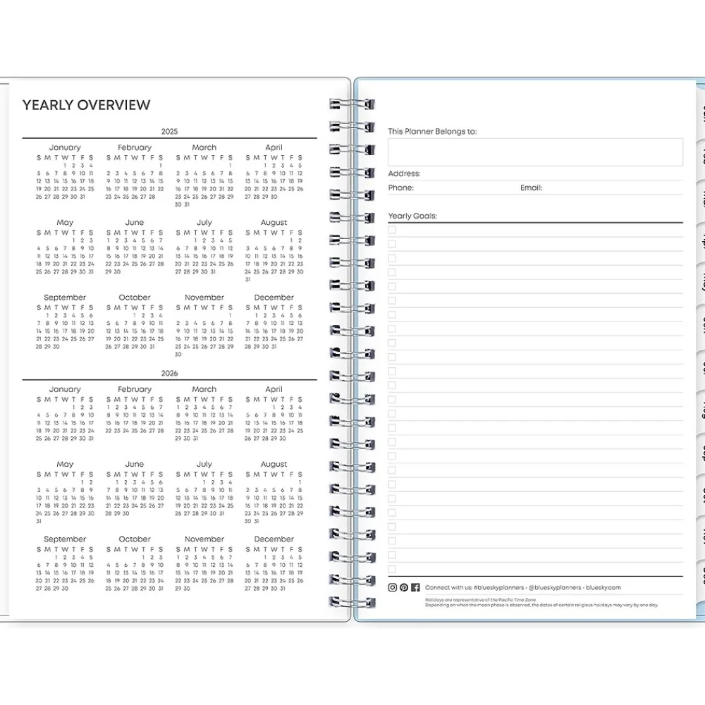 2025 Planners|Blue Sky 2025 Larah Blue 5" x 8" Weekly & Monthly Planner, Plastic Cover, Multicolor (152264)