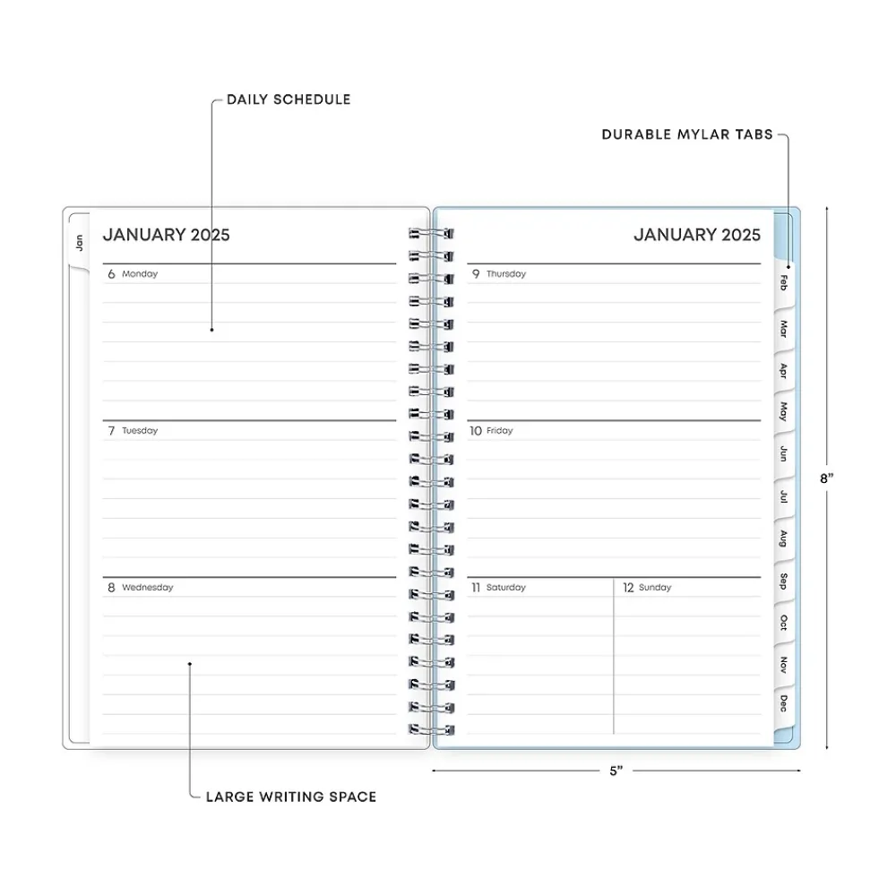 2025 Planners|Blue Sky 2025 Larah Blue 5" x 8" Weekly & Monthly Planner, Plastic Cover, Multicolor (152264)