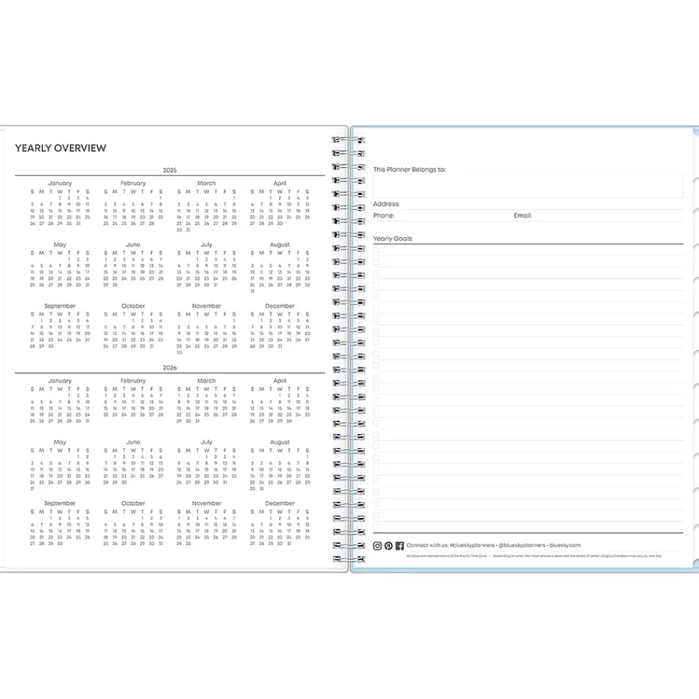 2025 Planners|Blue Sky 2025 Larah Blue 8.5" x 11" Weekly & Monthly Planner, Plastic Cover, Multicolor (152263)